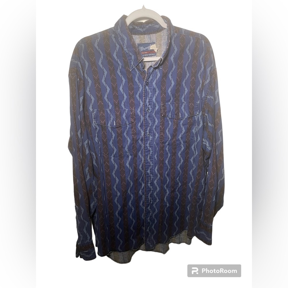 Vintage Wrangler Western zig zag button up Shirt 18 x 35 men’s USA